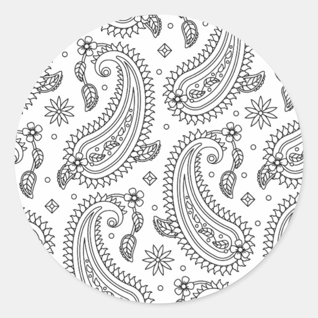 Inspiriertes Paisley-Design Runder Aufkleber (Vorderseite)