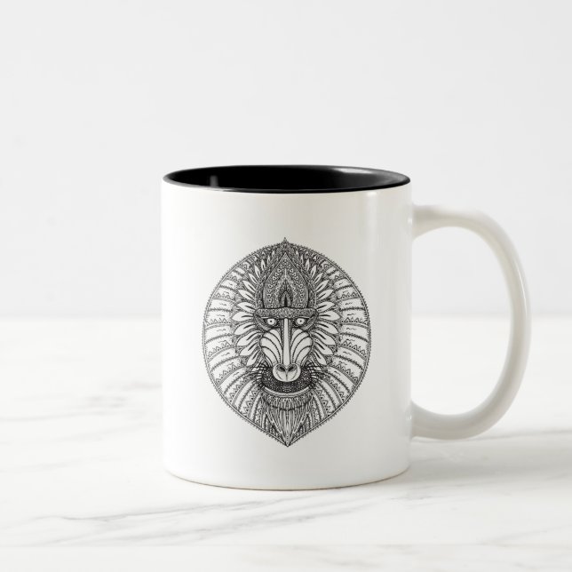 Inspiriertes Pavian-Gesicht Zweifarbige Tasse (Rechts)