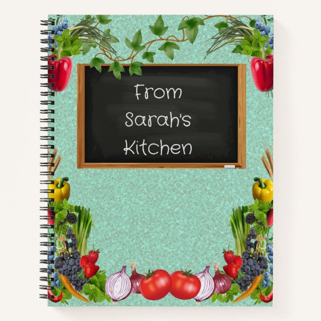 Inspiriertes pflanzliches Personalisiertes Rezept Notizbuch (Vorderseite)