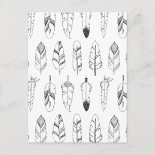Inspiriertes Retro-Federmuster Postkarte