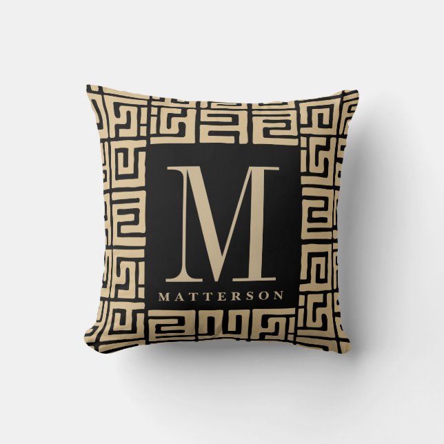 Inspiriertes Sand|Black Monogramm Kuba Stoff- Kissen (Vorderseite)