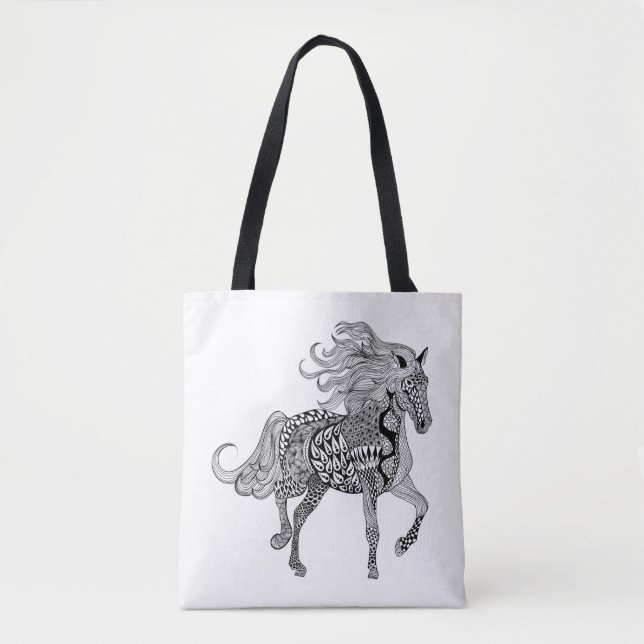 Inspiriertes schwarzes Pferd 2 Tasche (Vorderseite)