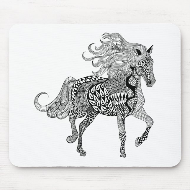 Inspiriertes schwarzes Pferd Mousepad (Vorne)