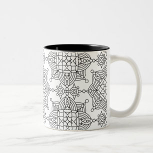 Inspiriertes Stammes- künstlerisches Muster Zweifarbige Tasse