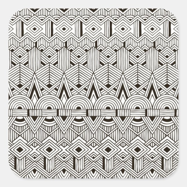 Inspiriertes Stammmuster Quadratischer Aufkleber (Vorderseite)