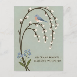 Inspiring Easter Peace Renewal Bluebird Willow Postkarte