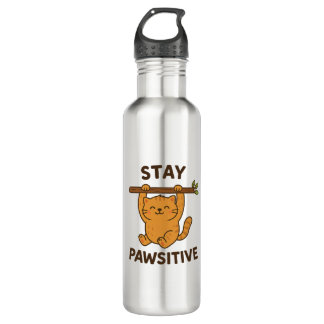 Inspiring "Stay pawsitive" Quote Print Edelstahlflasche