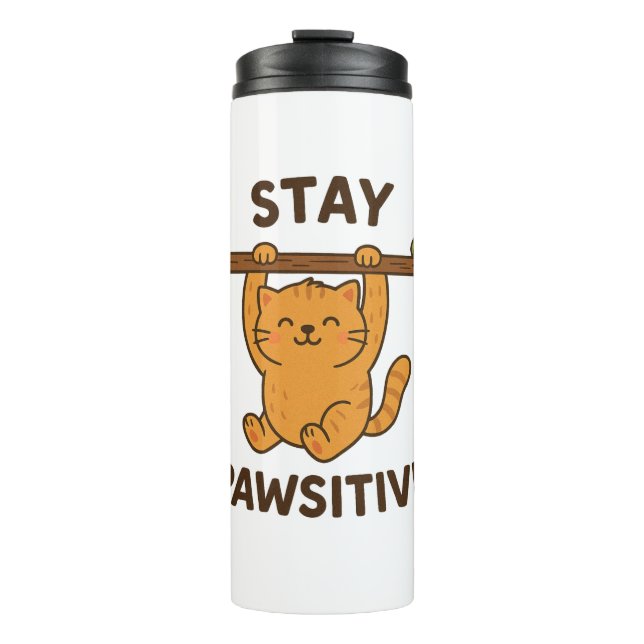  Inspiring "Stay pawsitive" Quote Print Thermosbecher (Vorderseite)