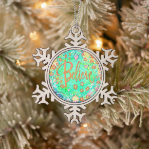 Inspirivity von "Belive" Schneeflocken Zinn-Ornament