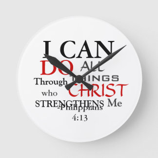 Inspring PHILIPPIANS 4:13 Runde Wanduhr