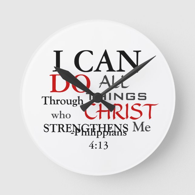 Inspring PHILIPPIANS 4:13 Runde Wanduhr (Vorderseite)