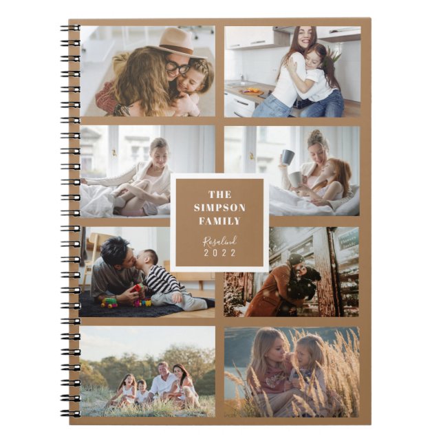 INSTA-Familie Foto Collage Light Brown Notizblock (Vorderseite)