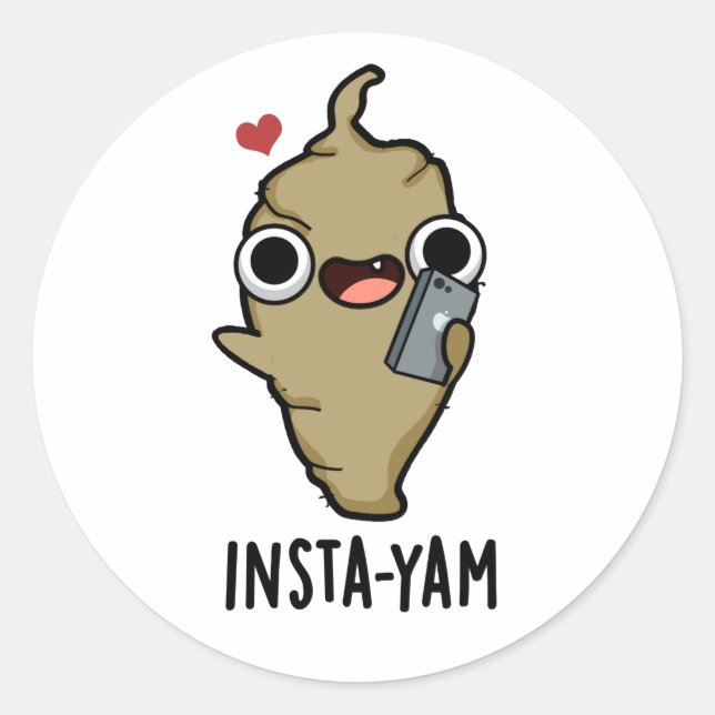 Insta-yam Funny Social Media Veggie Pun Runder Aufkleber (Vorderseite)