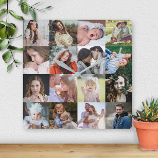 Instagram 16 Foto Collage Einfache DIY Personalisi Quadratische Wanduhr