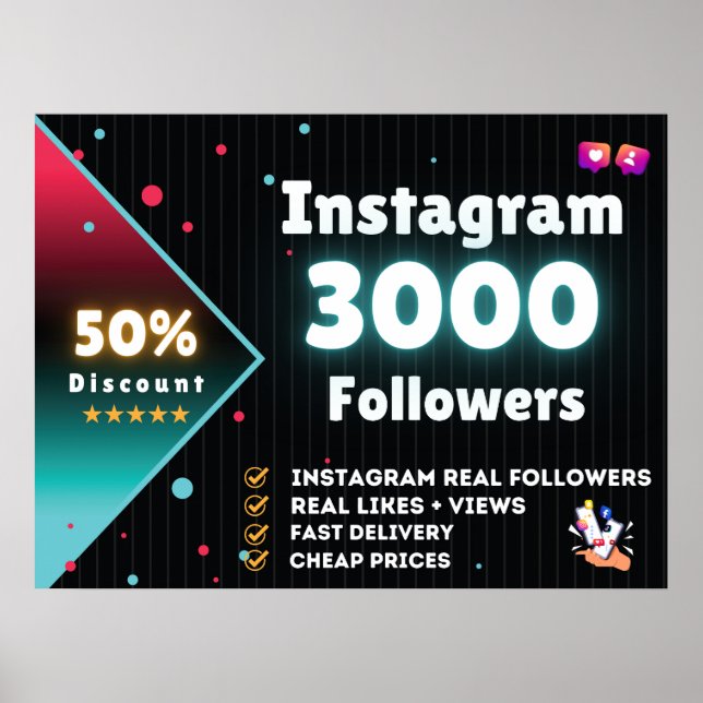 Instagram 3000 Followers | Kaufen Sie Instagram Fo Poster (Vorne)