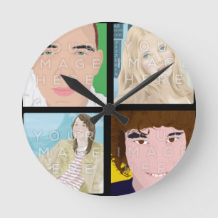 Instagram 4 Foto-personalisierte runde Wand-Uhr Wanduhr