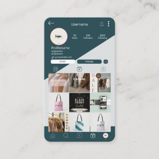 Instagram Business Cards QR Code Dunkle grüne Kart Visitenkarte