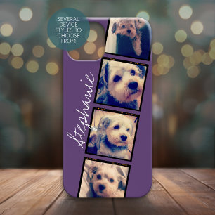 Instagram Collage - 4 Fotos lila Hintergrund Case-Mate iPhone Hülle