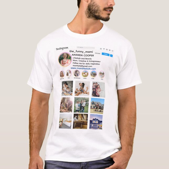 Instagram Collage Foto Werbeaktion T-Shirt (Vorderseite)