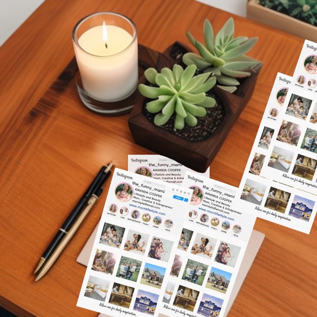 Instagram Collage Style Visitenkarte (Instagram promotional business card. To promote your instagram and increase your likes and followers)