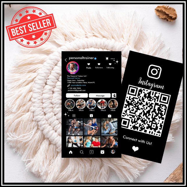 Instagram Connect mit uns Personal Fitness Trainer Visitenkarte (Von Creator hochgeladen)