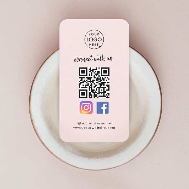 Instagram Facebook QR-Code | Pink Social Media Visitenkarte (Connect with us QR code business cards to promote your social media - Instagram, Facebook & more!)
