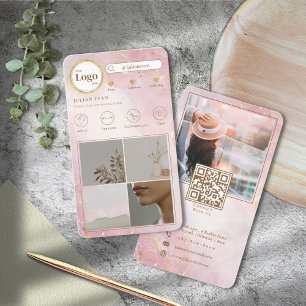 Instagram folgen Me 4 Foto Grid Glitzer Gold Pink Visitenkarte