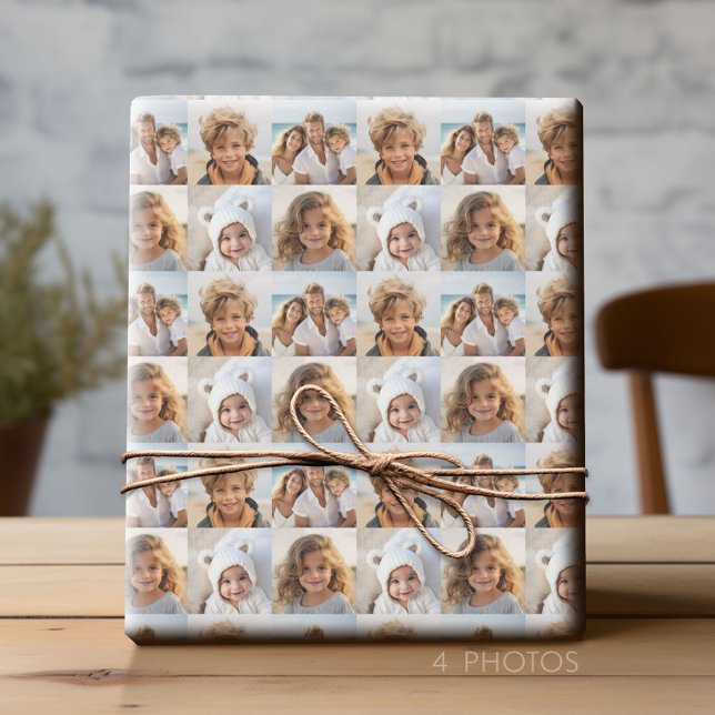 Instagram Foto Collage 4 Ihrer Lieblings-Fotos Geschenkpapier (Custom Photo Wrapping Paper)