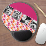 Instagram Foto Collage Hot Pink Orange Chevrons Gel Mousepad<br><div class="desc">Eine großartige Möglichkeit,  Ihre quadratischen Fotos von Ihrem Online-Konto aus anzuzeigen. Ein lustiges Zickzackdesign hebt die Bilder hervor.</div>