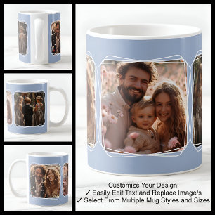 Instagram Foto Collage Modernes Template Blue C410 Kaffeetasse