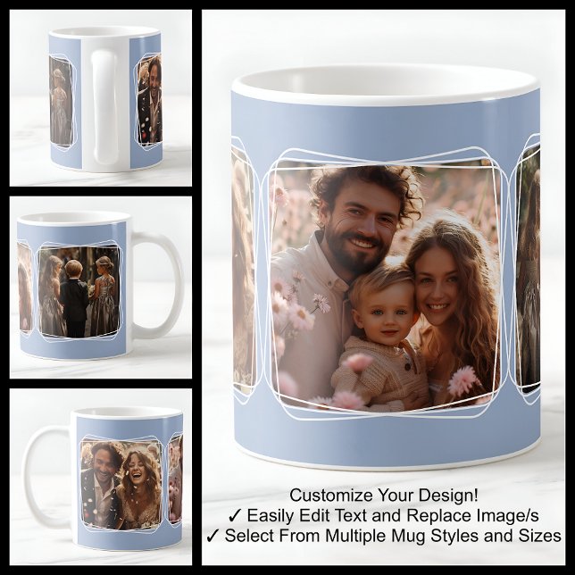 Instagram Foto Collage Modernes Template Blue C410 Kaffeetasse (Von Creator hochgeladen)