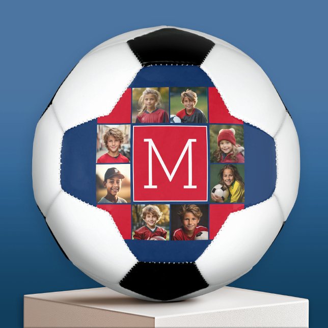 Instagram-Foto-Collage Monogramme - Rote Marine Fußball (Custom Soccer Ball)