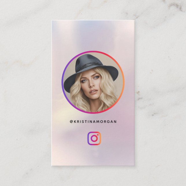 Instagram Foto Grid folgen Profil Holografisch Visitenkarte (Vorderseite)
