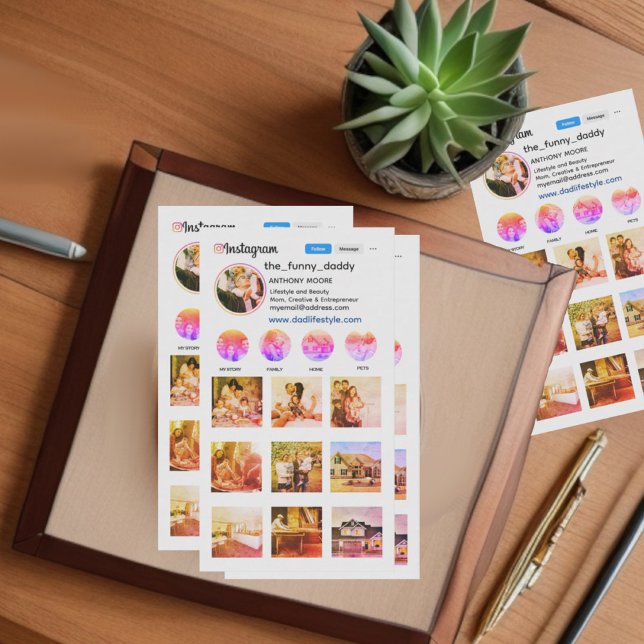 Instagram Foto Grid-Visitenkarte Visitenkarte (Custom instagram photo collage, photo grid. promotional instagram business card.)