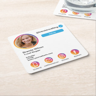 Instagram Foto trendy Social Media Moderne Rechteckiger Pappuntersetzer
