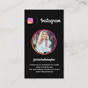 Instagram Foto trendy Social Media Moderne Schwarz Telefonnummerkarte