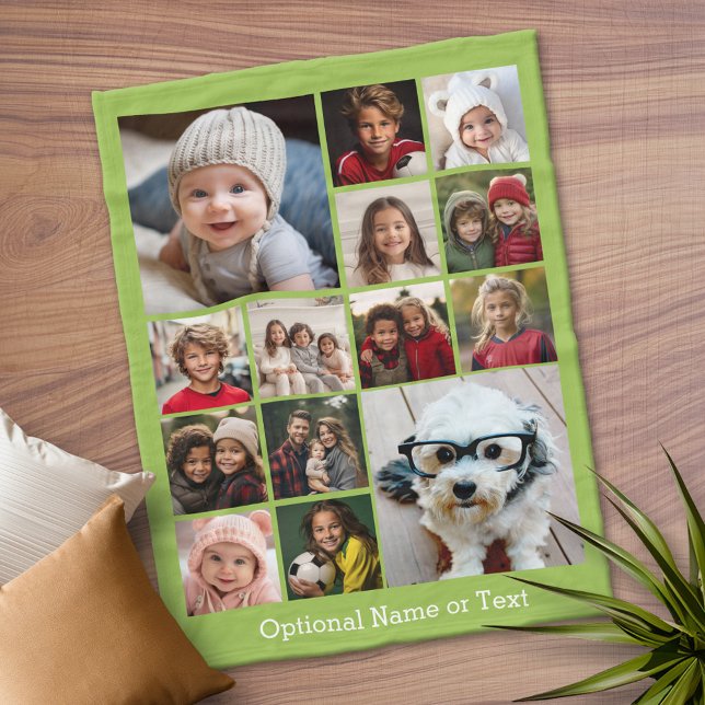 Instagram FotoCollage Bis zu 14 Fotos Pistachio Fleecedecke (Personalized Fleece Blanket)