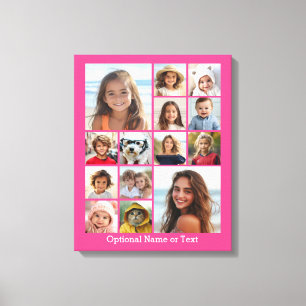 Instagram-FotoCollage - Bis zu 14 Fotos rosa Leinwanddruck