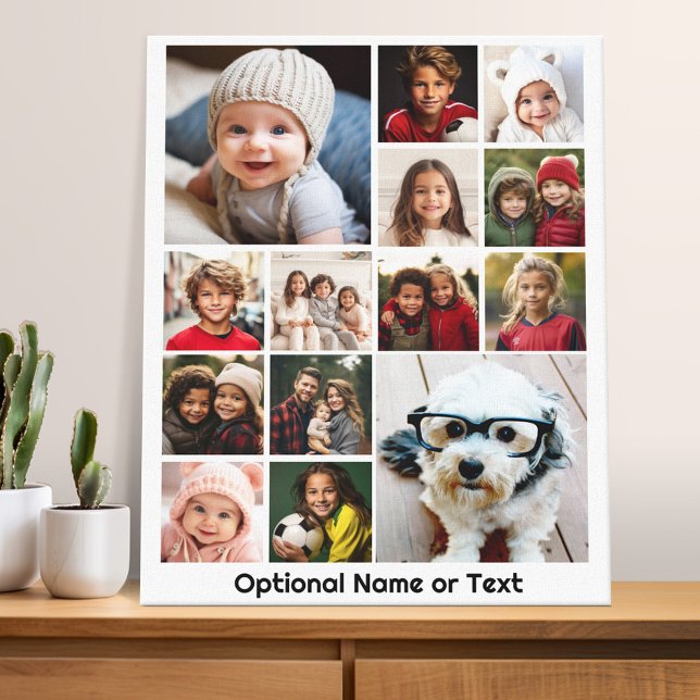Instagram-FotoCollage - Bis zu 14 Fotos rosa Leinwanddruck (Custom Photo collage - wall art with your photos)