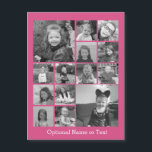 Instagram-FotoCollage - Bis zu 14 Fotos rosa Magnetkarte<br><div class="desc">Ein Design mit einem farbenfrohen Hintergrund. Nutzen Sie bis zu vierzehn quadratische Foto,  um ein einzigartiges und persönliches Geschenk zu kreieren. Wenn Sie die Bilder anpassen müssen,  klicken Sie auf das Werkzeug anpassen,  um Änderungen vorzunehmen.</div>