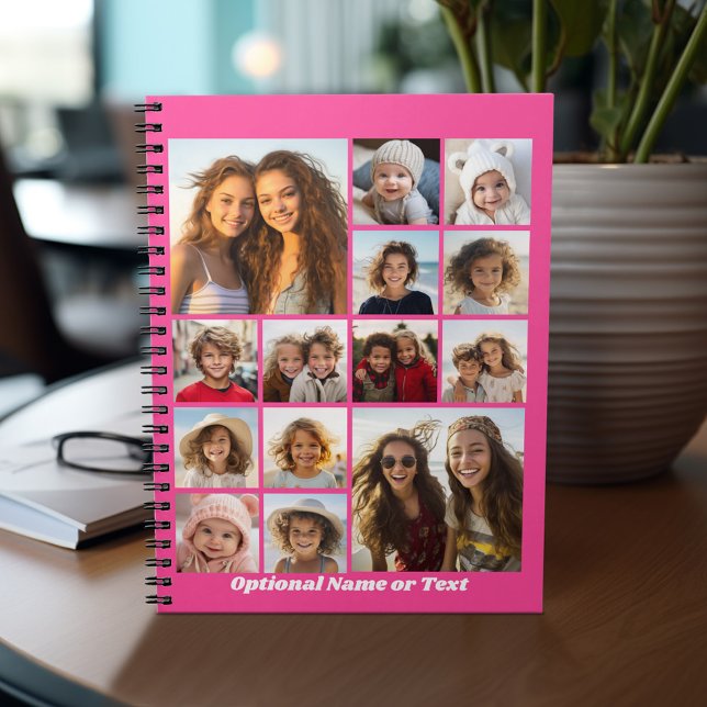 Instagram-FotoCollage - Bis zu 14 Fotos rosa Notizblock (Personalized notebook - add photos and your name or other text)