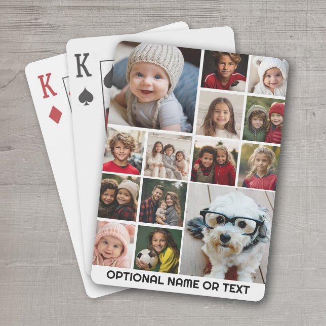 Instagram-FotoCollage - Bis zu 14 Fotos weiß Spielkarten (Personalized Playing Cards - add your photos and text)
