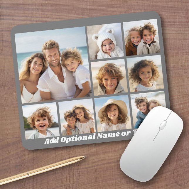 Instagram-FotoCollage mit 9 Fotos Mousepad (Personalized mousepad - Add Photos and Custom Text)