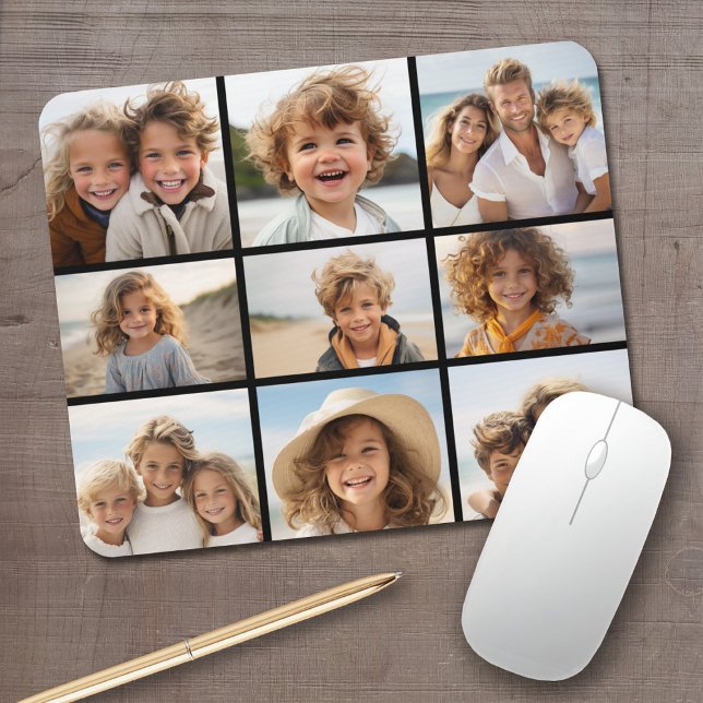 Instagram-FotoCollage mit 9 Fotos Mousepad (Personalized Mousepad - Add Your Photos and Text)
