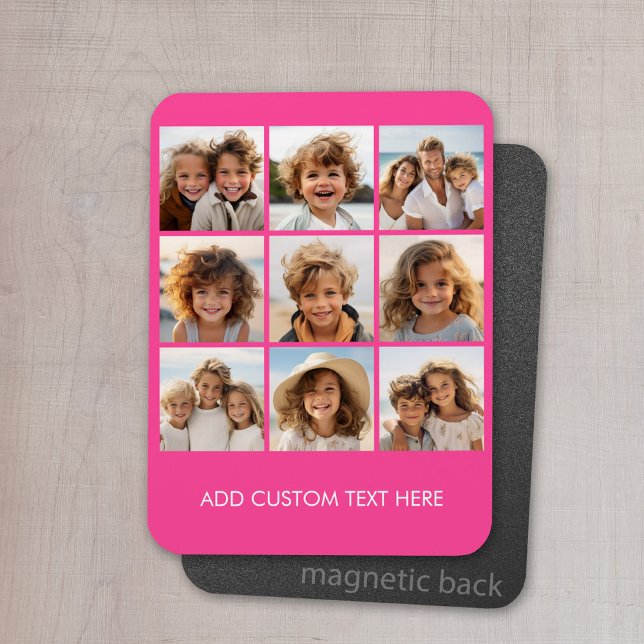 Instagram-FotoCollage mit 9 quadratischen Fotos Magnet (Personalized magnet with photo collage and text)