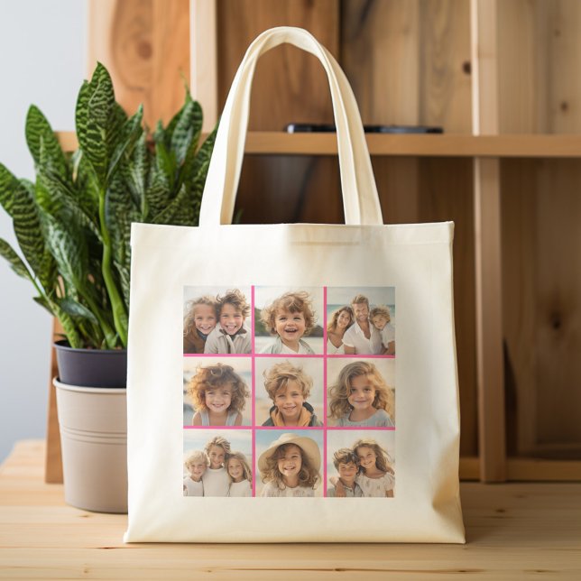 Instagram-FotoCollage mit 9 quadratischen Fotos Tragetasche (Personalized tote bag with photo collage)