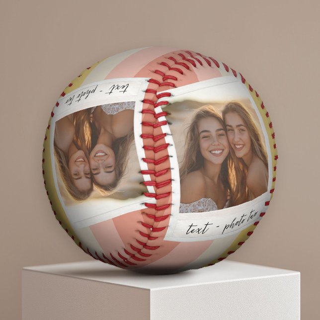 Instagram-FotoCollage mit farbigen Streifen Baseball (Custom Photo Baseball)