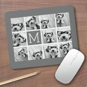 Instagram-Fotocollage mit individuellem Monogramm Mousepad