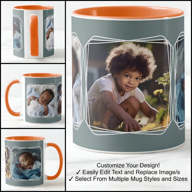 Instagram FotoCollage Modernes Template Gray C13 C Tasse (Von Creator hochgeladen)