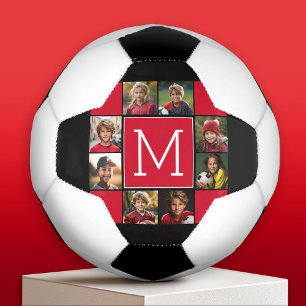 Instagram-FotoCollage Monogramme - Rot Schwarz Fußball